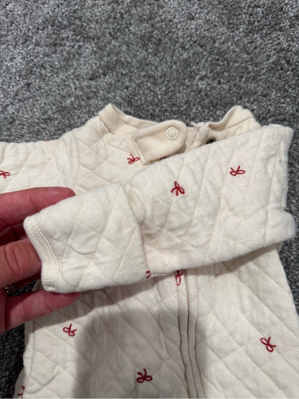 Little planet by Carters Quilted Baby One-Piece with Red Bow Print - Picture 4 of 5